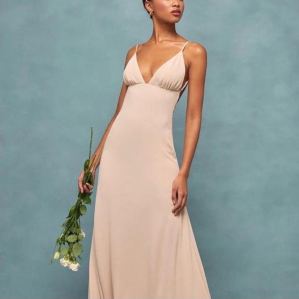 Nwt Reformation Modena Dress In Champagne- Size 6. New With Tags.
